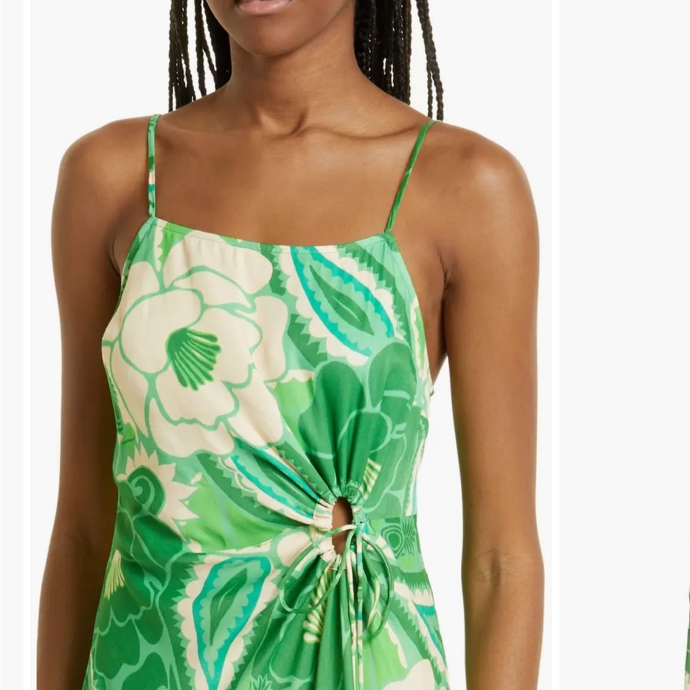 Farm Rio Tropical Groved Cinched Tie Midi Dress